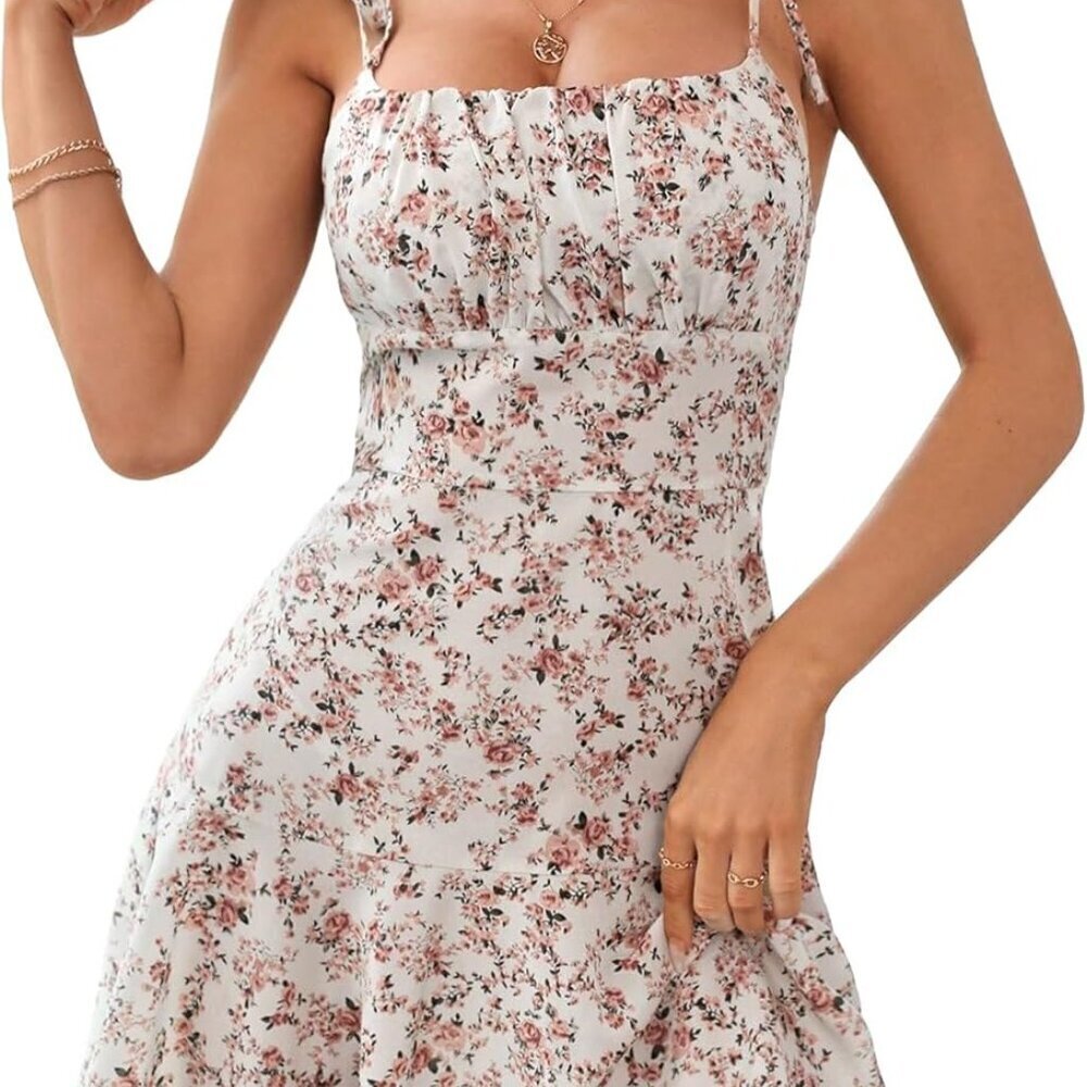 Women's Floral Print Sleeveless Cami Dress Boho Summer Casual Beach Wear